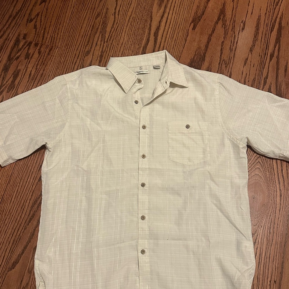 Men's Short-Sleeve Casual Button-Up Shirt - Light Beige